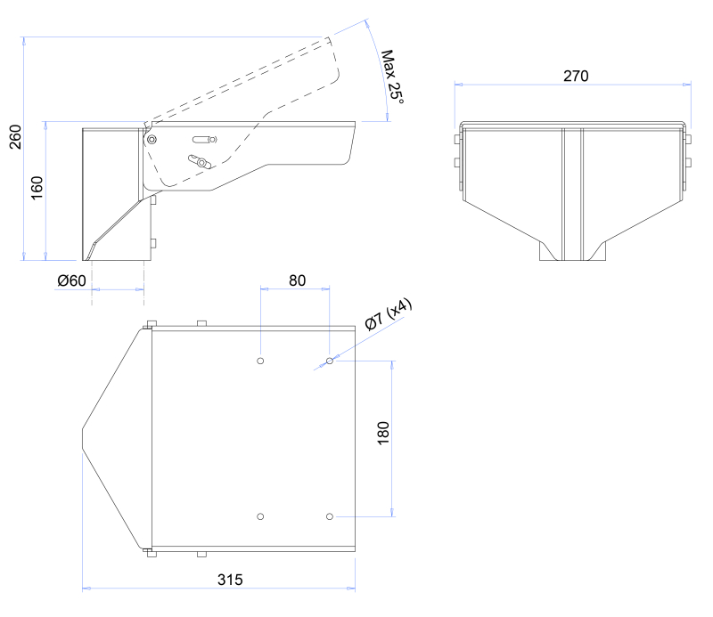 Support pour fixation sur tube rond vertical
